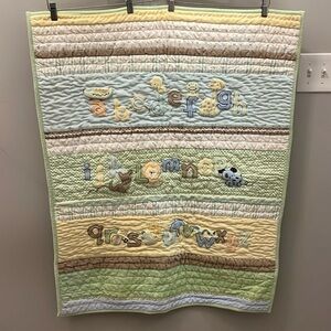 Carters “Just One Year” Alphabet Animals Baby Quilt Pastel Colors Unisex
